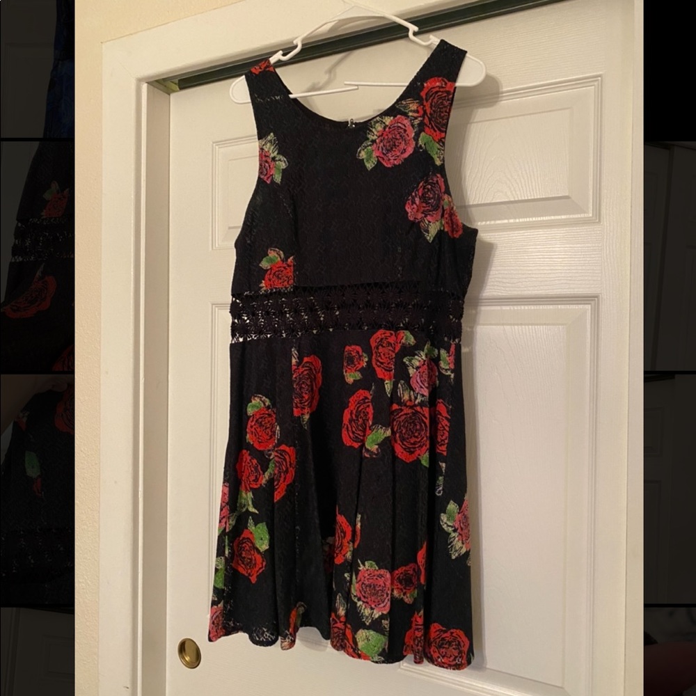 Free People Black & Red Floral